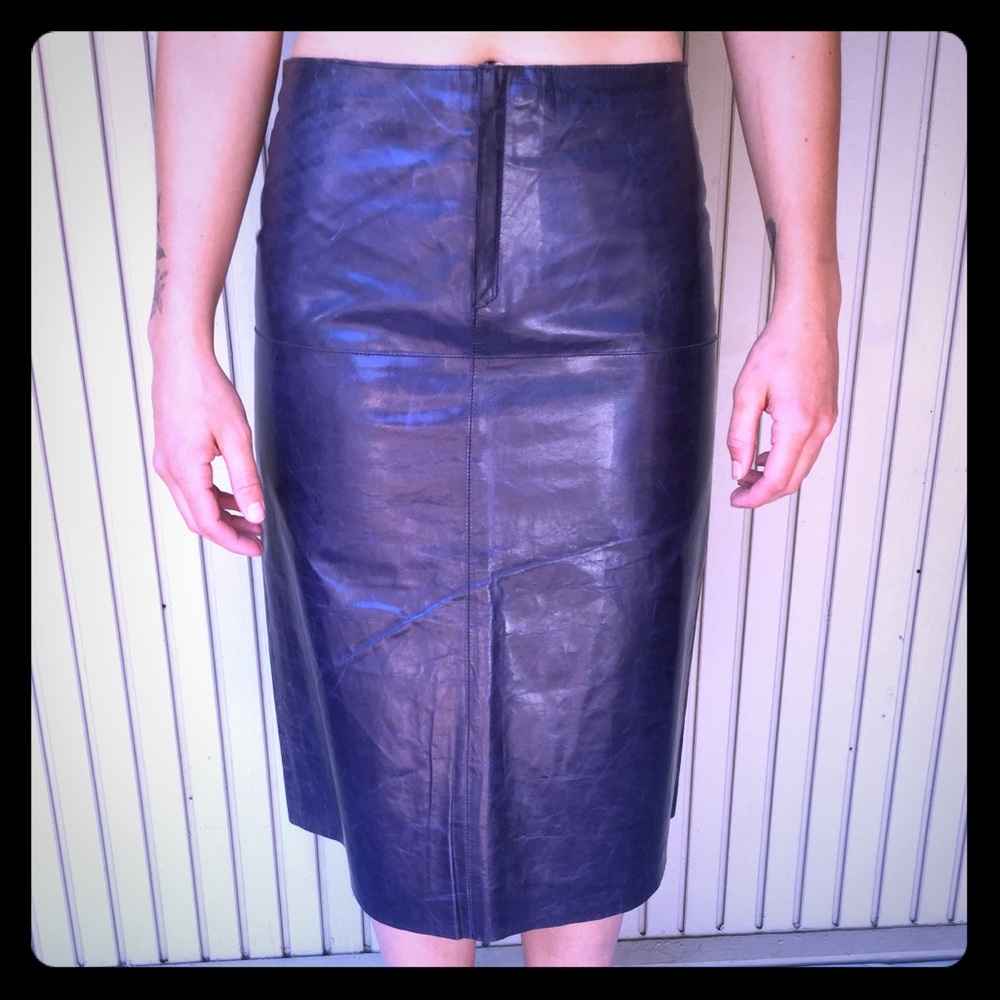 NWOT Banana Republic Purple 100% LEATHER Skirt
